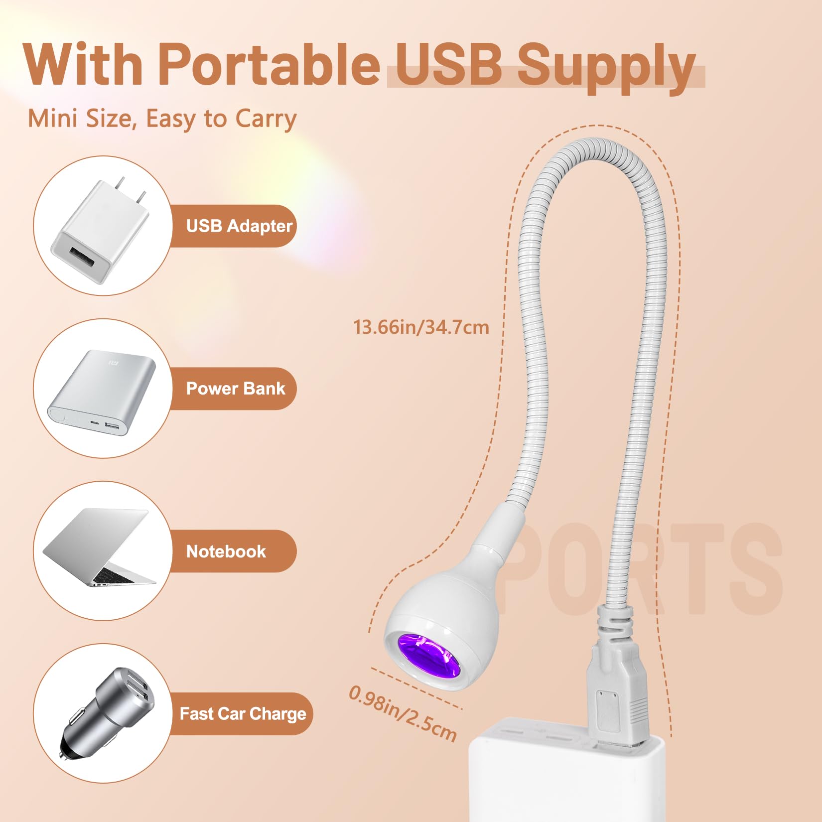 AORAEM Nail Lamp LED Nail Manicure Dryer Curing Light with Black Gooseneck and Clamp for Gel Nails