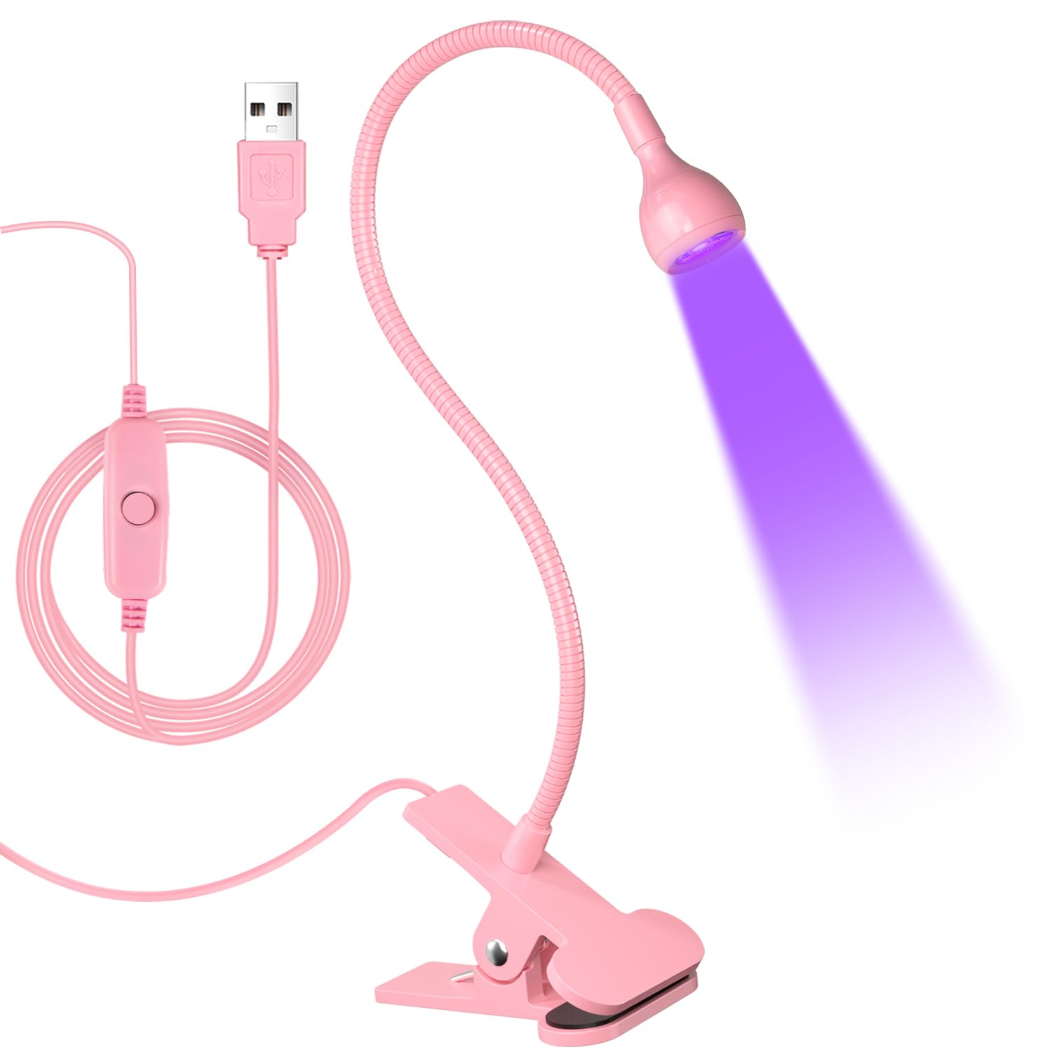 AORAEM Nail Lamp LED Nail Manicure Dryer Curing Light with Black Gooseneck and Clamp for Gel Nails