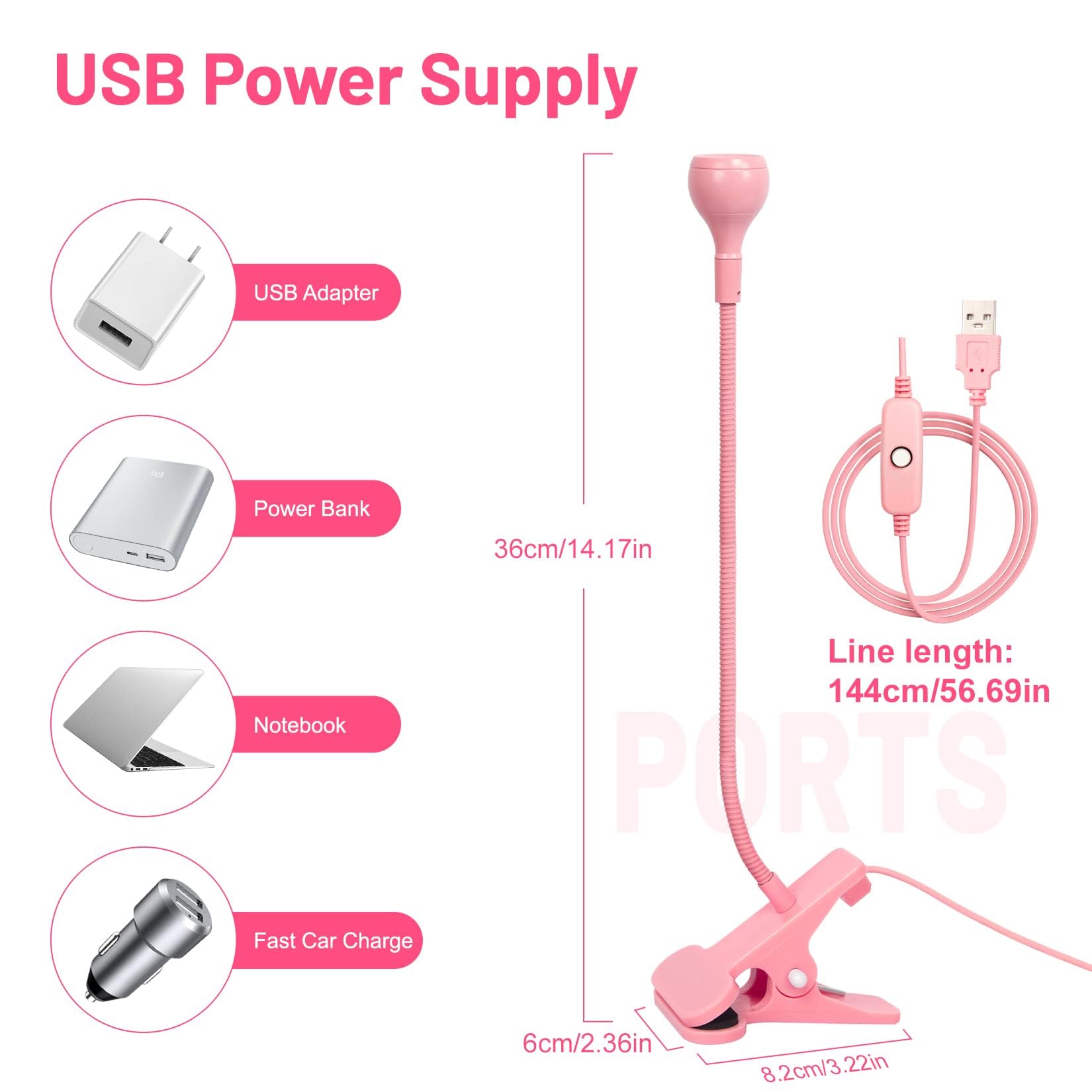AORAEM Nail Lamp LED Nail Manicure Dryer Curing Light with Black Gooseneck and Clamp for Gel Nails