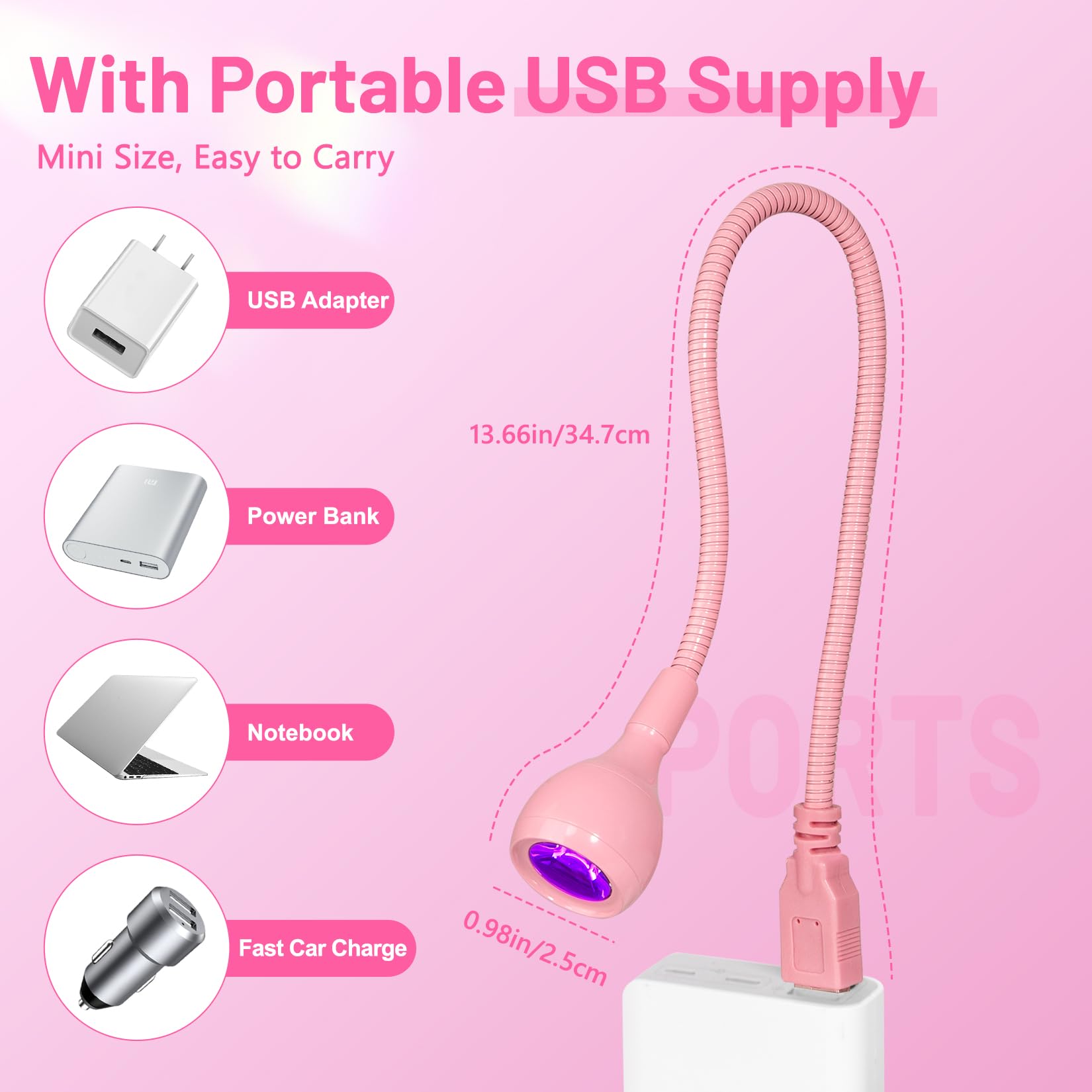 AORAEM Nail Lamp LED Nail Manicure Dryer Curing Light with Black Gooseneck and Clamp for Gel Nails