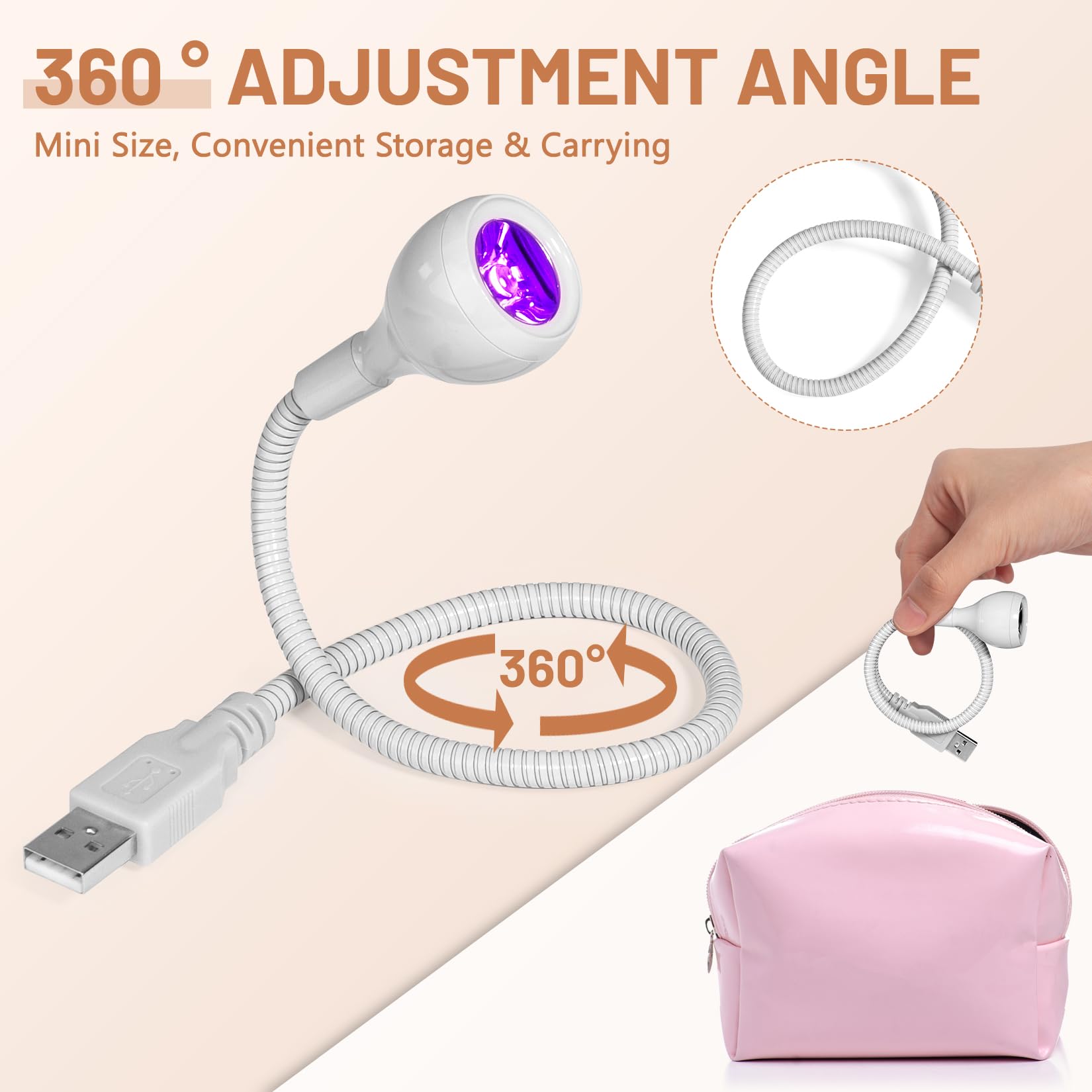 AORAEM Nail Lamp LED Nail Manicure Dryer Curing Light with Black Gooseneck and Clamp for Gel Nails