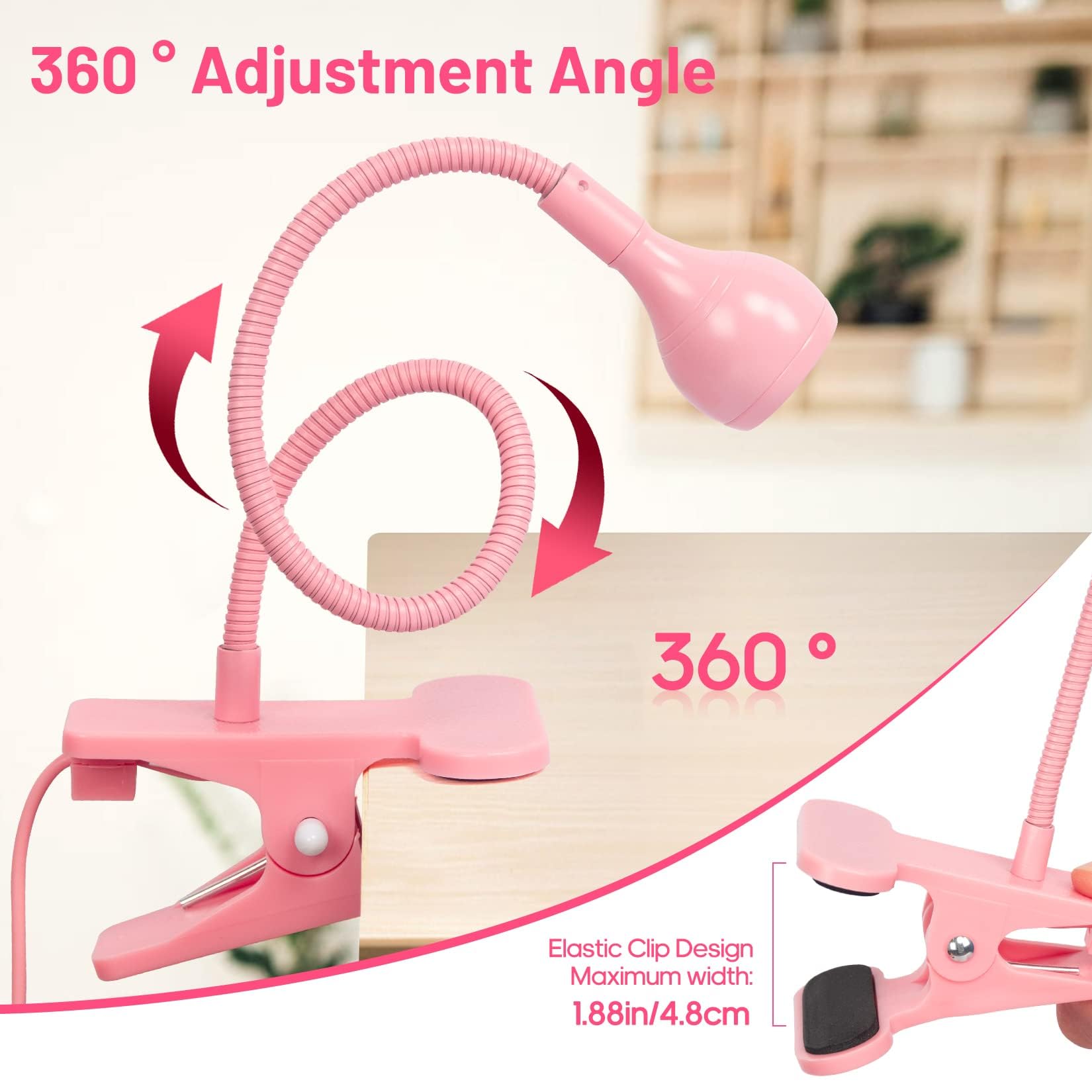 AORAEM Nail Lamp LED Nail Manicure Dryer Curing Light with Black Gooseneck and Clamp for Gel Nails