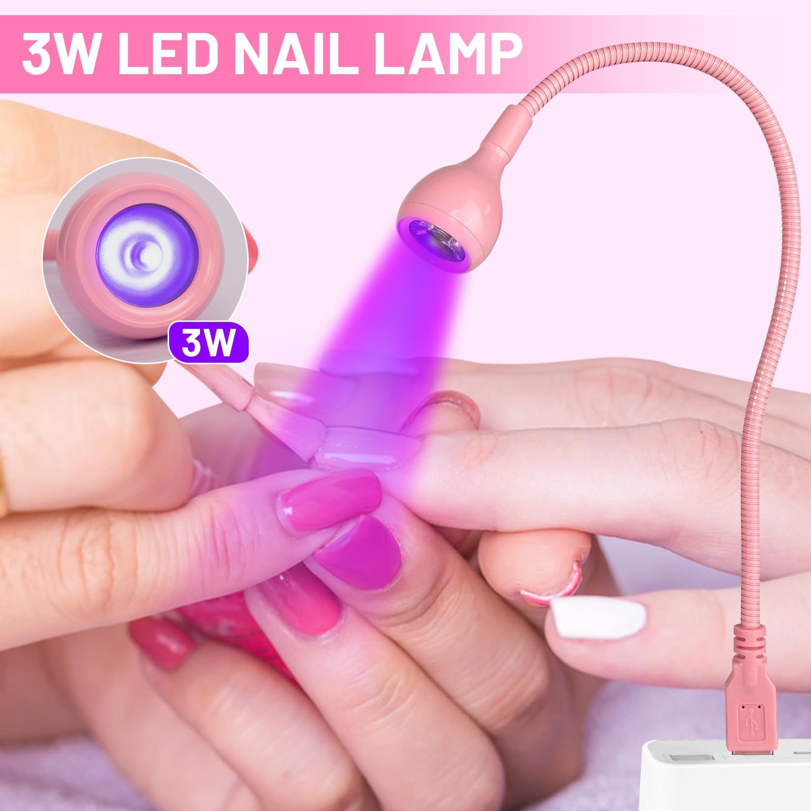 AORAEM Nail Lamp LED Nail Manicure Dryer Curing Light with Black Gooseneck and Clamp for Gel Nails