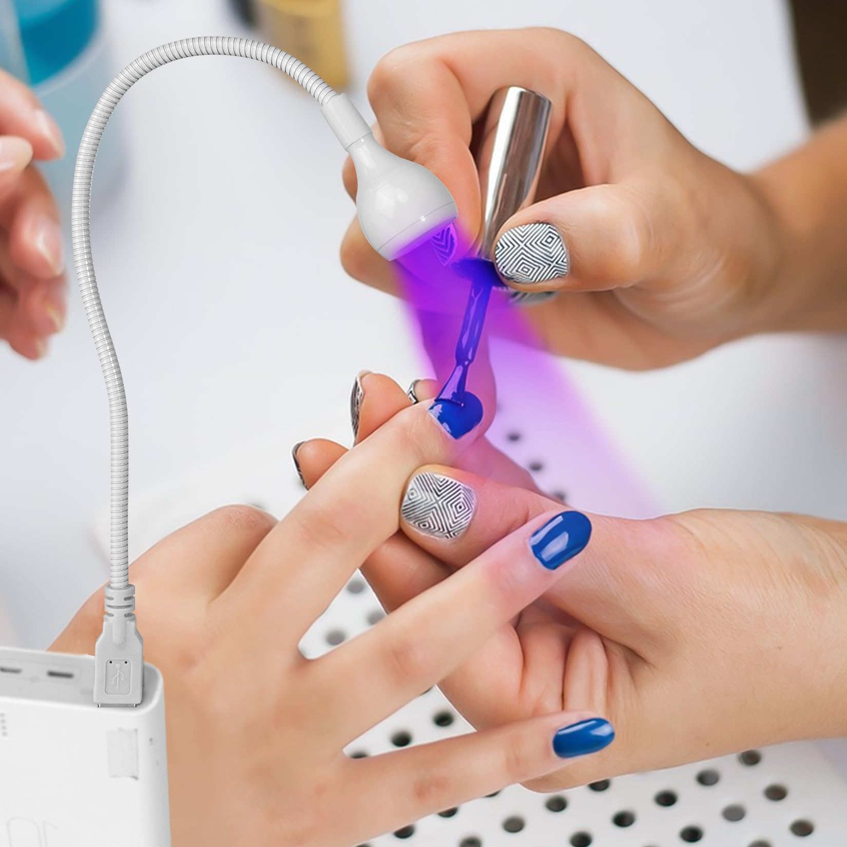 AORAEM Nail Lamp LED Nail Manicure Dryer Curing Light with Black Gooseneck and Clamp for Gel Nails