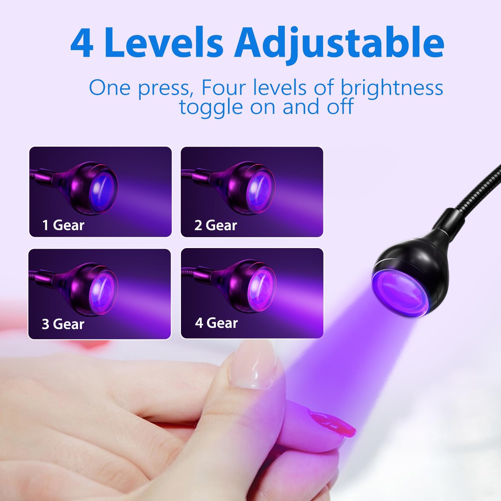 AORAEM Nail Lamp LED Nail Manicure Dryer Curing Light with Black Gooseneck and Clamp for Gel Nails