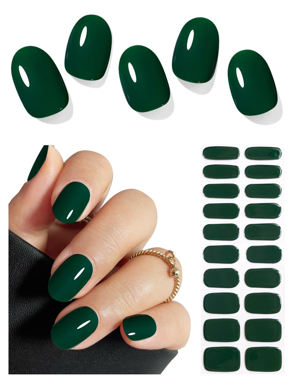 Forest Green Gel Nail Strips