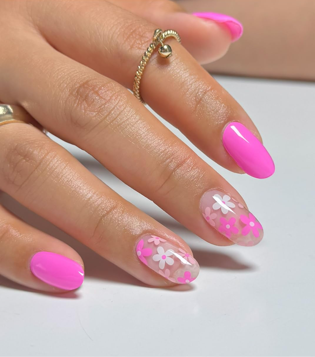 Summer hot Pink Nails