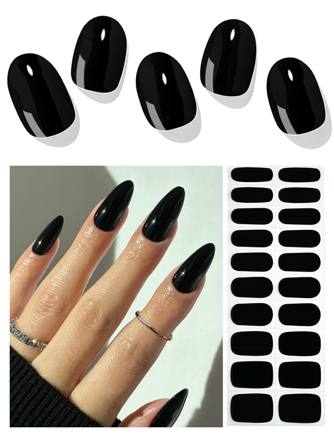 Oynx Black Gel Nails Strips