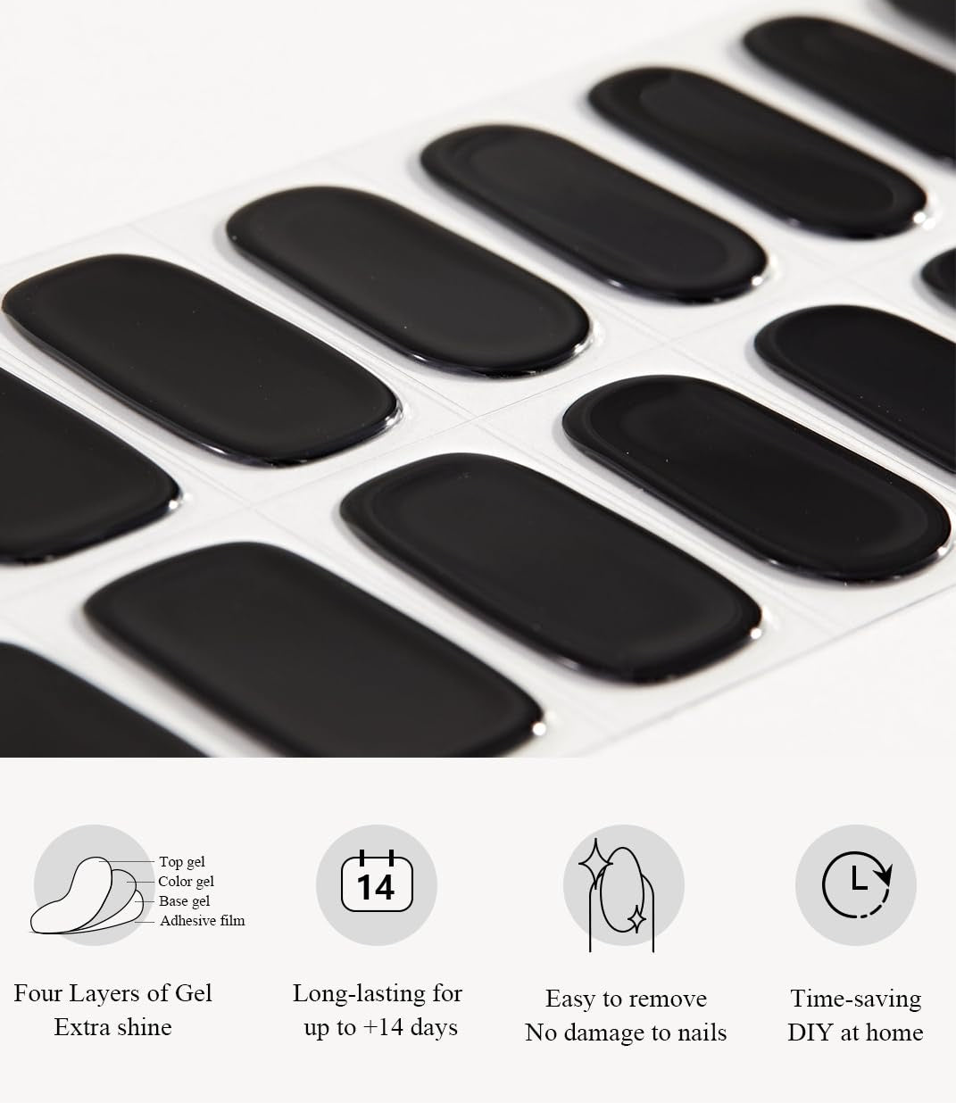 Oynx Black Gel Nails Strips