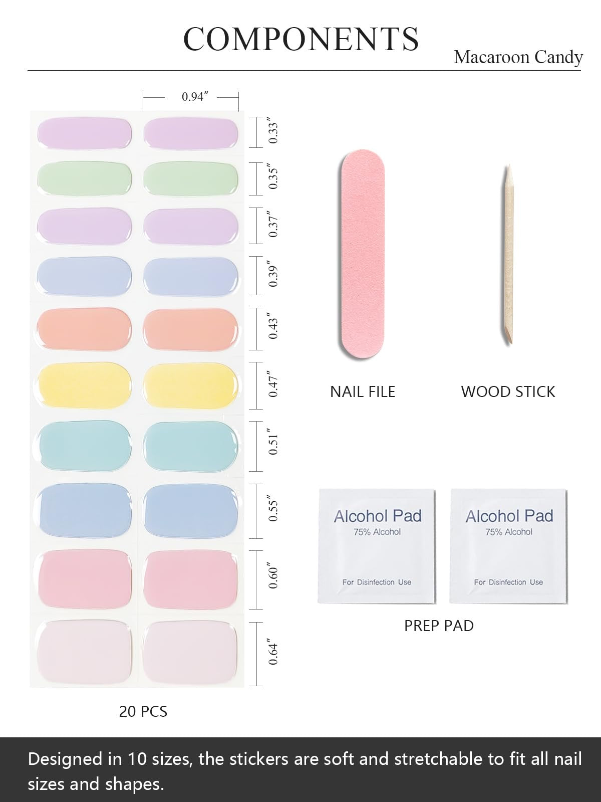 Pastel Mix Gel Nail Strips