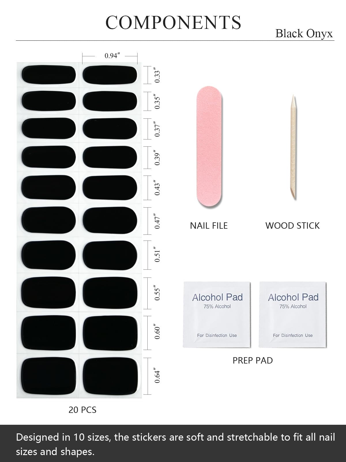 Oynx Black Gel Nails Strips