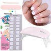 Glitter French UV Gel Nail Sticker Set: Clear Pink, 2Pcs with LED Lamp