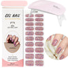 Glitter French UV Gel Nail Sticker Set: Clear Pink, 2Pcs with LED Lamp