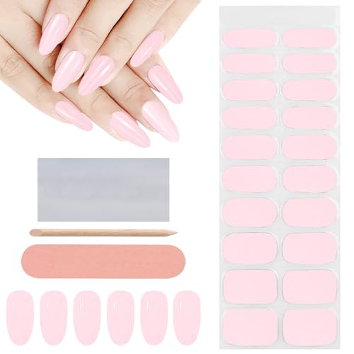 EBANKU 20PCS Gel Nail Polish Strips, Old-Style Red Gel Stick on Nails Full Nail Wraps, Waterproof Gel Nail Stickers for New Year Valentines Gift