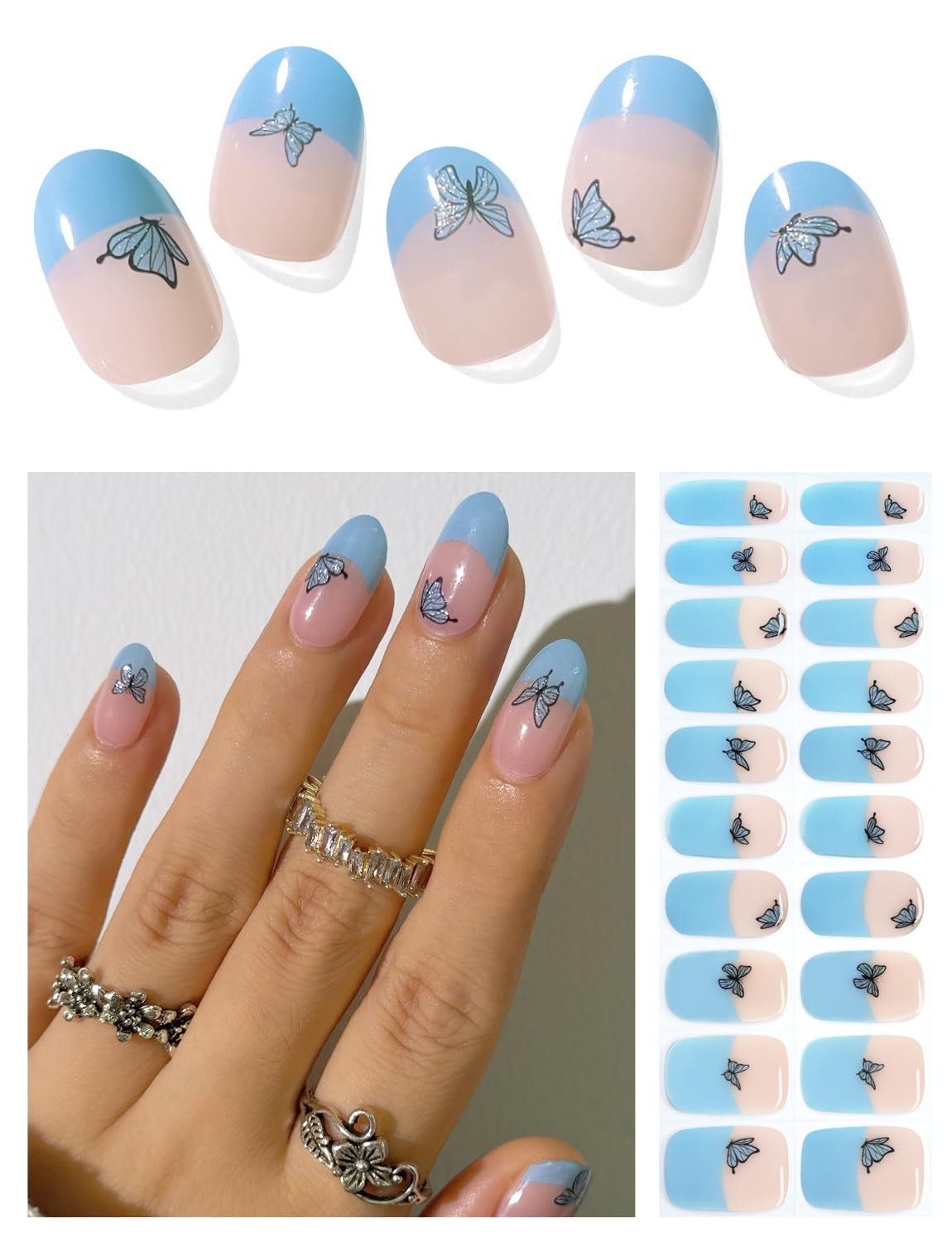 Butterfly Blue Gel Nail Strips