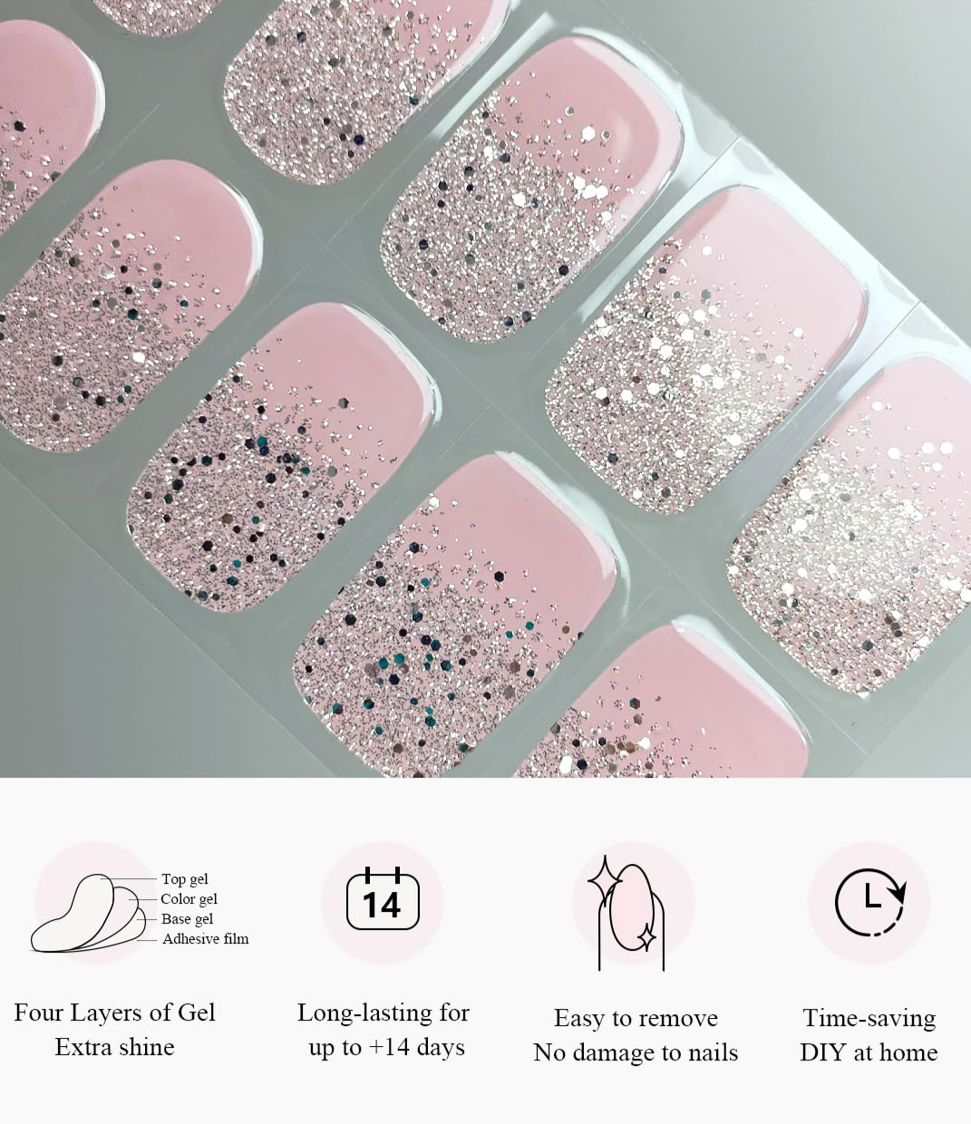 White Glitter Tip Nails