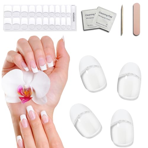 Semi Cured Gel Nail Strips Salon-Quality DIY Nails With 20 Semi Cured Gel Strips And UV Gel Stickers For Gradient Pink And Glitter Designs UV Light For Gel Nail Required