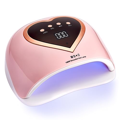 CHRISTINE SHELLY UV LED Nail Lamp 188W Nail Dryer Gel Polish Light 4 Timer Setting Professional Quick Dry Curing Lamp with Display Auto Sensor for Salon & Home