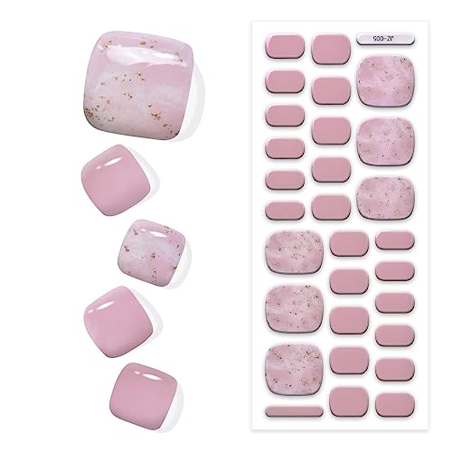 Semi Cured Gel Pedi Strips Glossy Gel Toenail Stickers Semi-Cured Gel Pedicure Strips Long Lasting Gel Pedicure Nail Wraps Sticker Salon Nails at Home Requires UV Light Pedicure Kit