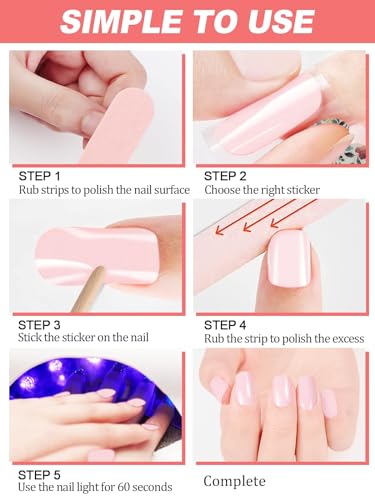 EBANKU 20PCS Gel Nail Polish Strips, Old-Style Red Gel Stick on Nails Full Nail Wraps, Waterproof Gel Nail Stickers for New Year Valentines Gift