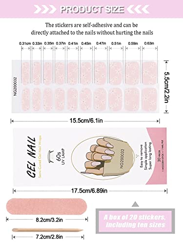 Kalolary 20PCS Semi Cured Gel Nail Polish Strips, Wine Red Adhesive Full Wrap Gel Nail Art Sticker, Waterproof Gel Nail Wrap Stickers with Nail File and Stick（UV/LED Lamp Required）