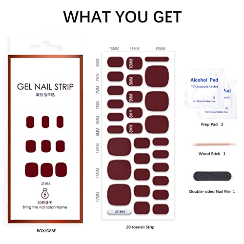 Semi Cured Gel Pedi Strips Glossy Gel Toenail Stickers Semi-Cured Gel Pedicure Strips Long Lasting Gel Pedicure Nail Wraps Sticker Salon Nails at Home Requires UV Light Pedicure Kit