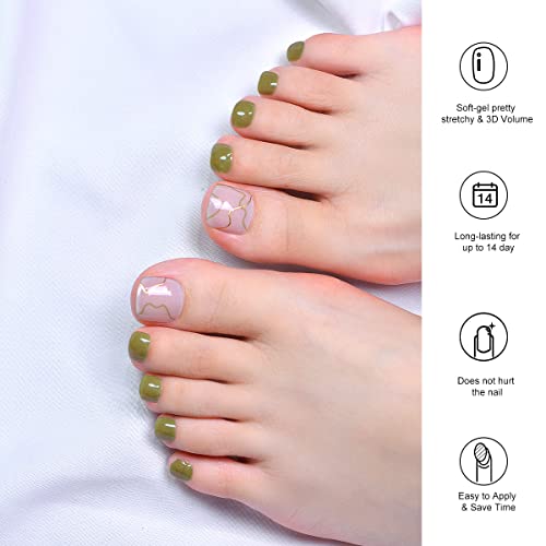 Semi Cured Gel Pedi Strips Glossy Gel Toenail Stickers Semi-Cured Gel Pedicure Strips Long Lasting Gel Pedicure Nail Wraps Sticker Salon Nails at Home Requires UV Light Pedicure Kit