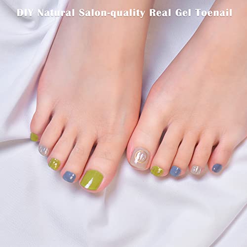 Semi Cured Gel Pedi Strips Glossy Gel Toenail Stickers Semi-Cured Gel Pedicure Strips Long Lasting Gel Pedicure Nail Wraps Sticker Salon Nails at Home Requires UV Light Pedicure Kit