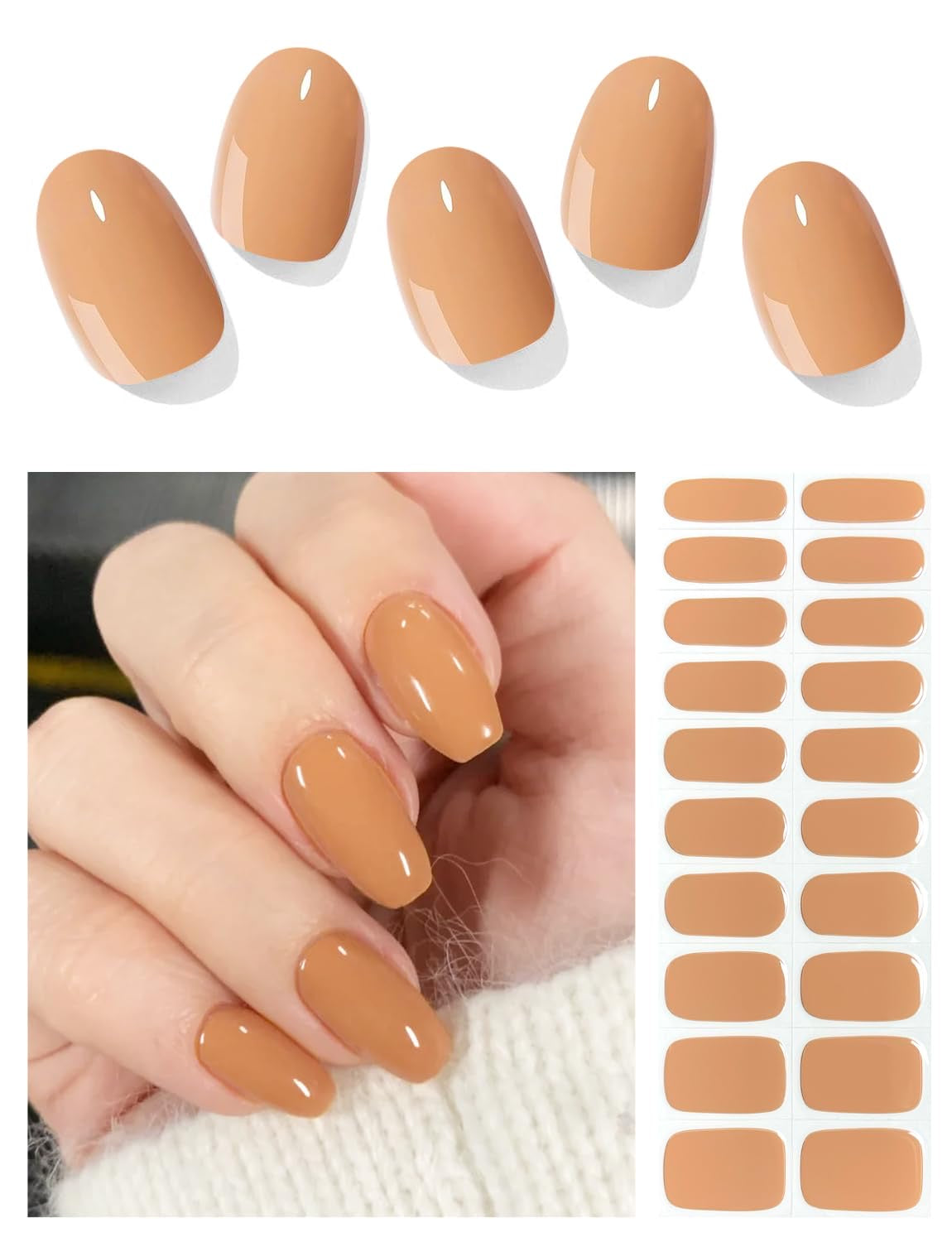 Sandy Brown Gel Nail Strips
