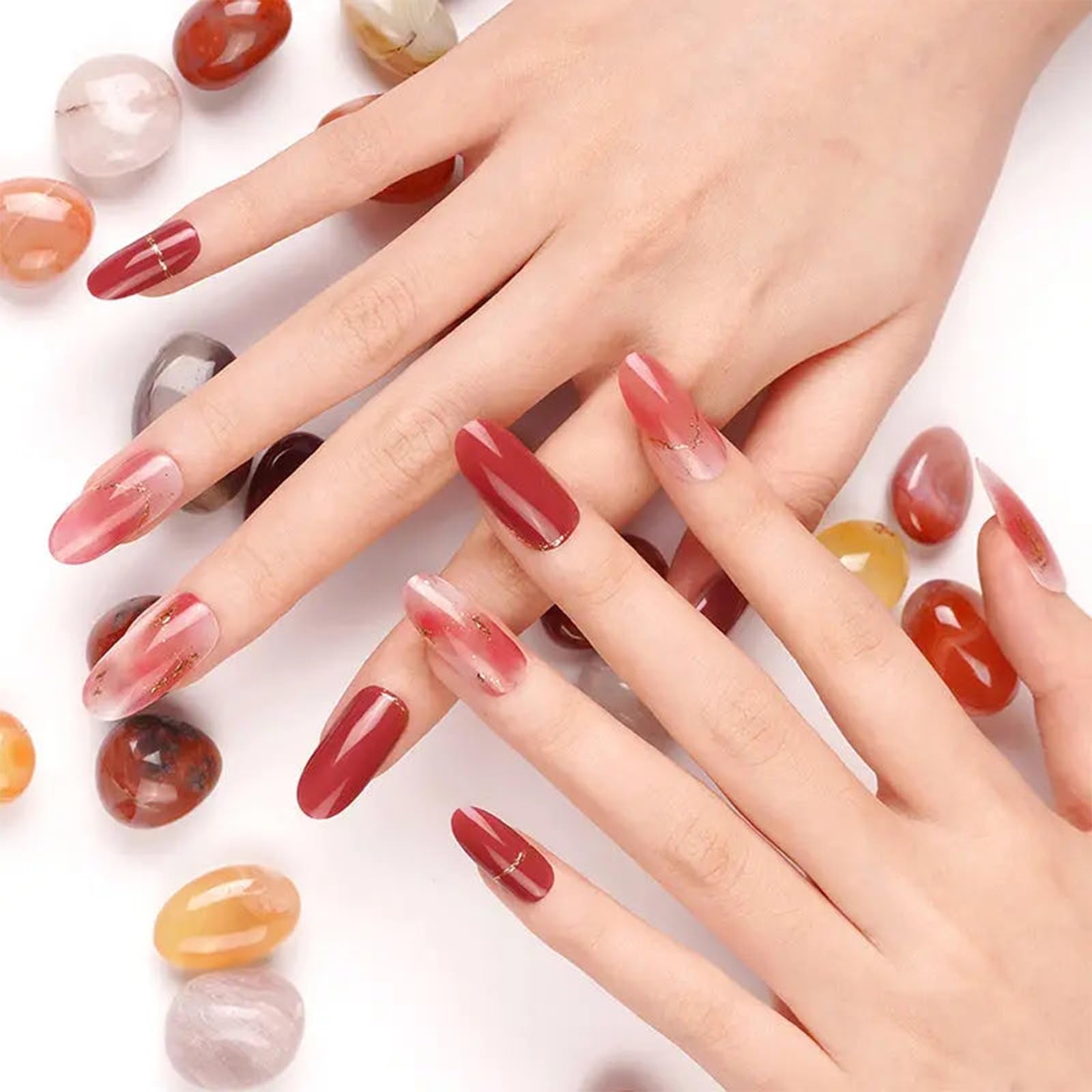 Flower red nails