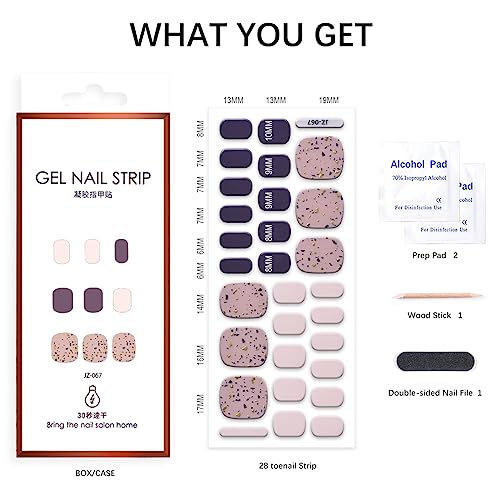 Semi Cured Gel Pedi Strips Glossy Gel Toenail Stickers Semi-Cured Gel Pedicure Strips Long Lasting Gel Pedicure Nail Wraps Sticker Salon Nails at Home Requires UV Light Pedicure Kit