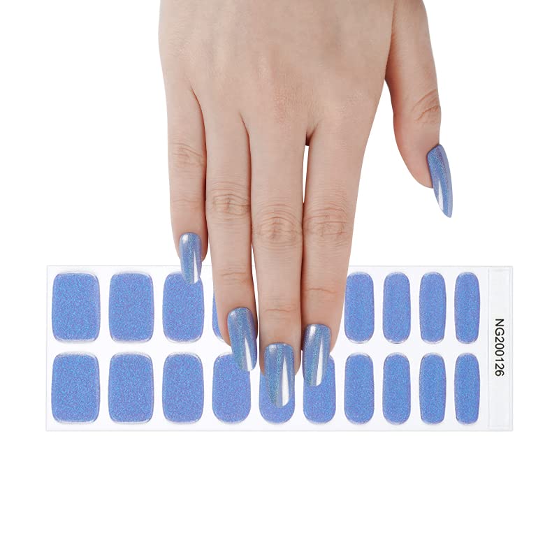 20pcs Semi Cured Gel Nail Strips, Real Nail Polish Art Stickers, Love Adhesive Full Wrap Gel Nail, Waterproof Gel Nail Wrap Stickers with Nail File and Stick（UV/LED Light Required）