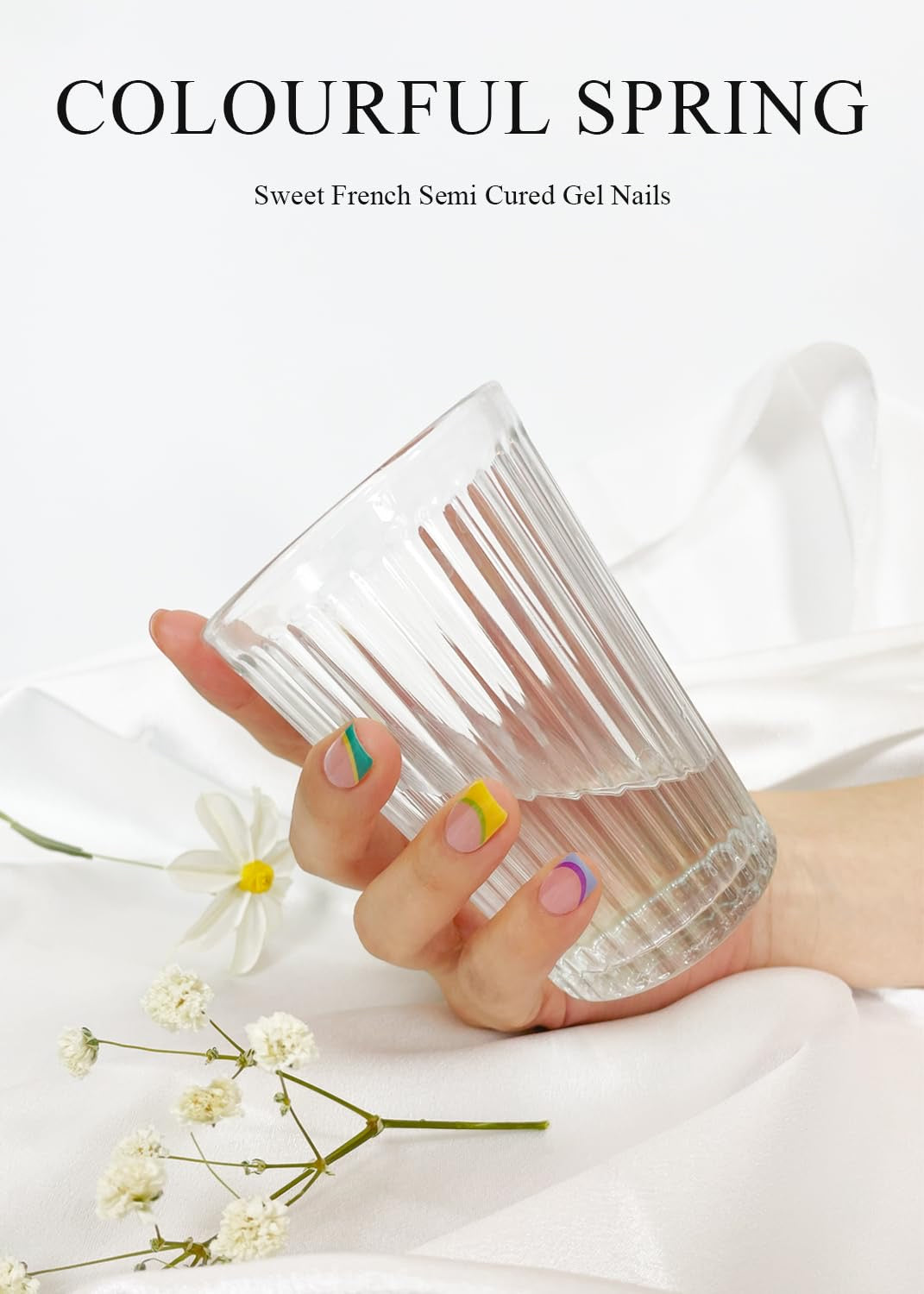 Pastel Mix French Tip Gel Nail Strips