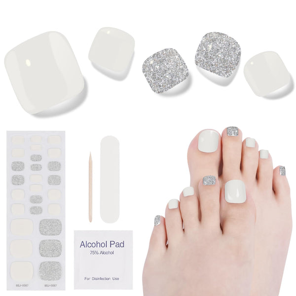 Glitter White Gel Toe Strips