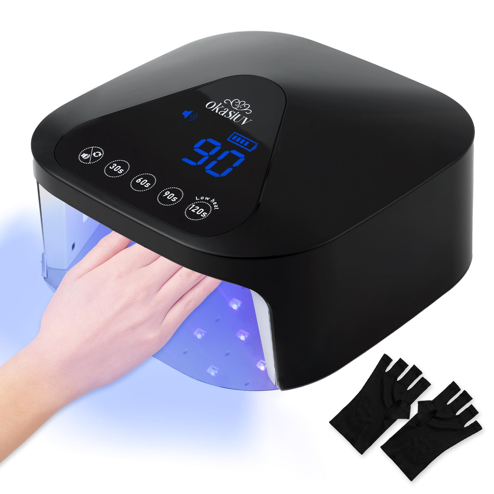 Cordless LED Nail Lamp for Gel Polish - Auto Sensor, 4 Timers, UV Gloves Included | Fast Drying Home & Salon Use