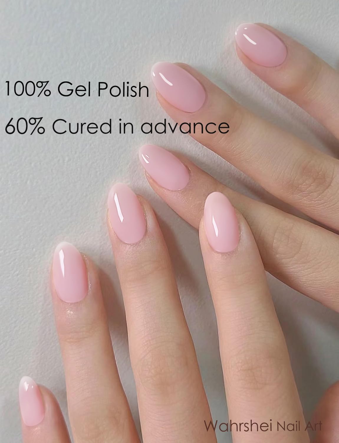 Semi Cured Gel Nail Strips - French Pink Flower Hydrangea Nail Wraps, 20pcs, UV Ready for DIY Nails