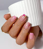 Pink Flower French Tip Nails