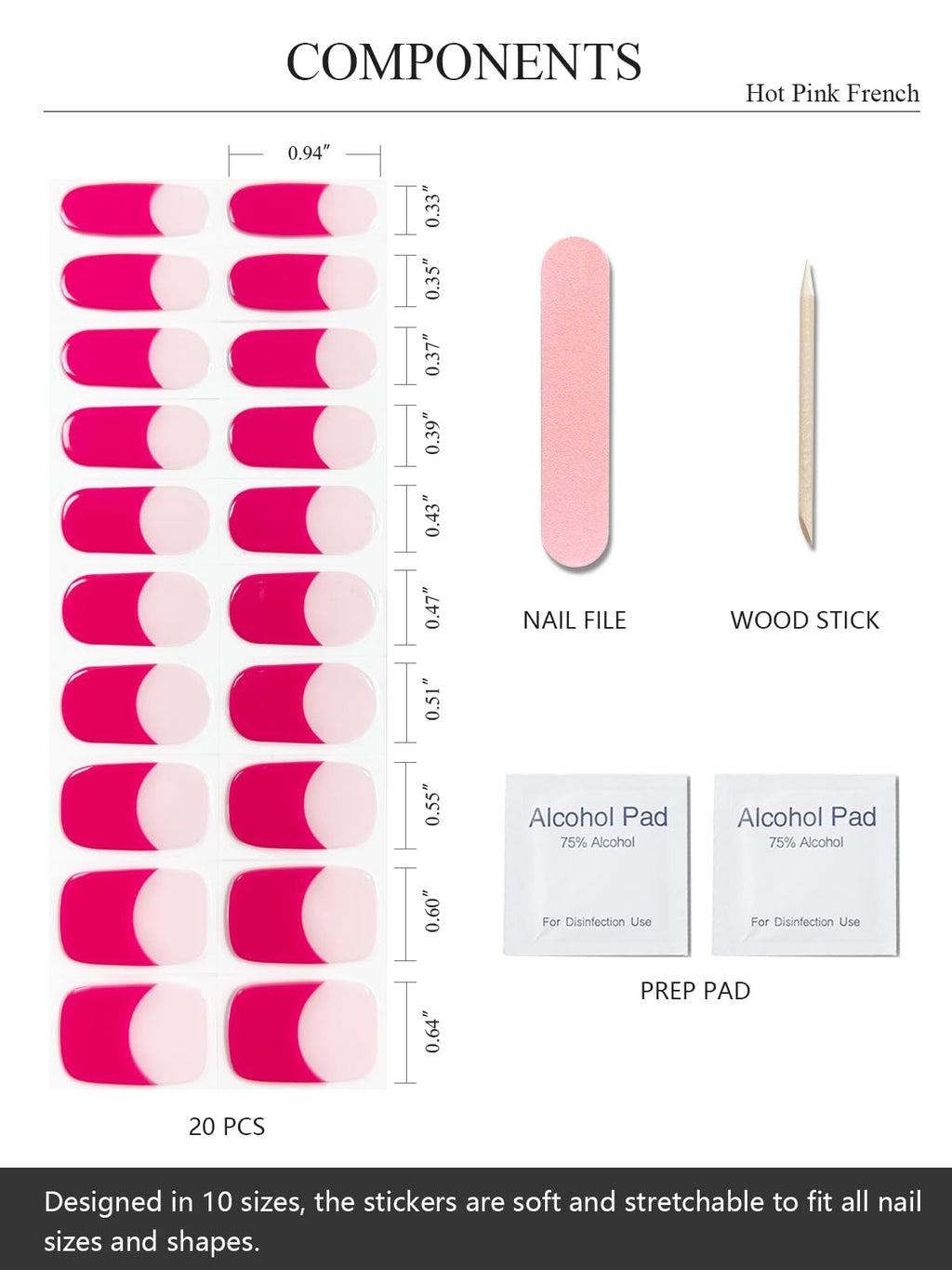 Semi Cured Gel Nail Strips (Gold End), Gold Foil Line Design, Nude, 20 Pcs Gel Nail Wraps, Stickers, UV Light Required, Salon Quality, Long Lasting