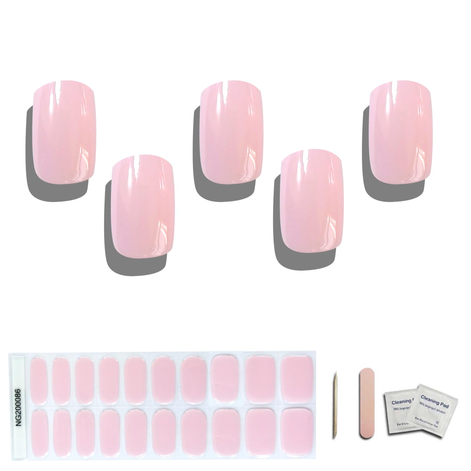 Semi Cured Gel Nail Strips Salon-Quality DIY Nails With 20 Semi Cured Gel Strips And UV Gel Stickers For Gradient Pink And Glitter Designs UV Light For Gel Nail Required