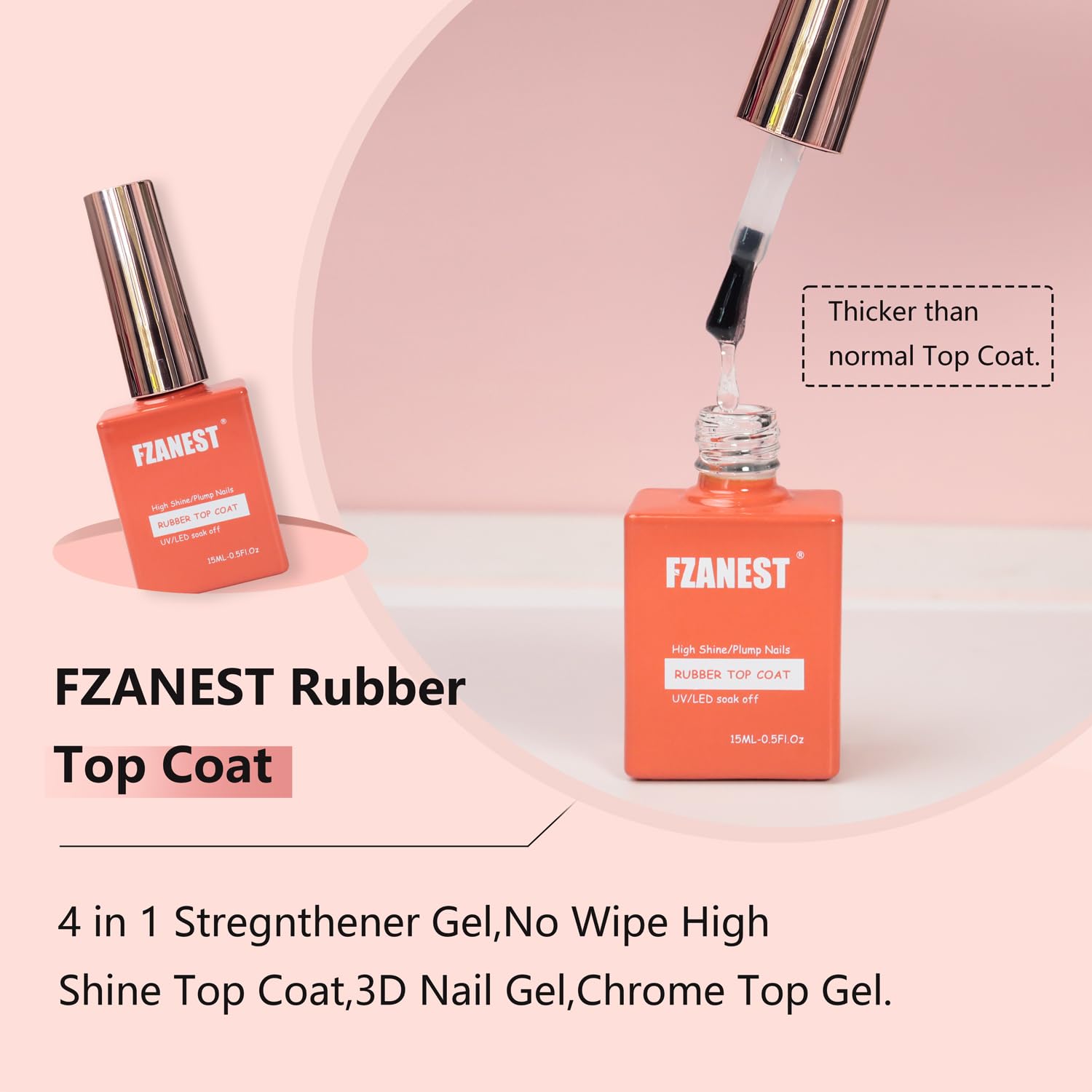 Ultra Shine Rubber Gel Top Coat – 15ml No-Wipe, Plumping & Strengthening Finish