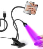 AORAEM Nail Lamp LED Nail Manicure Dryer Curing Light with Black Gooseneck and Clamp for Gel Nails