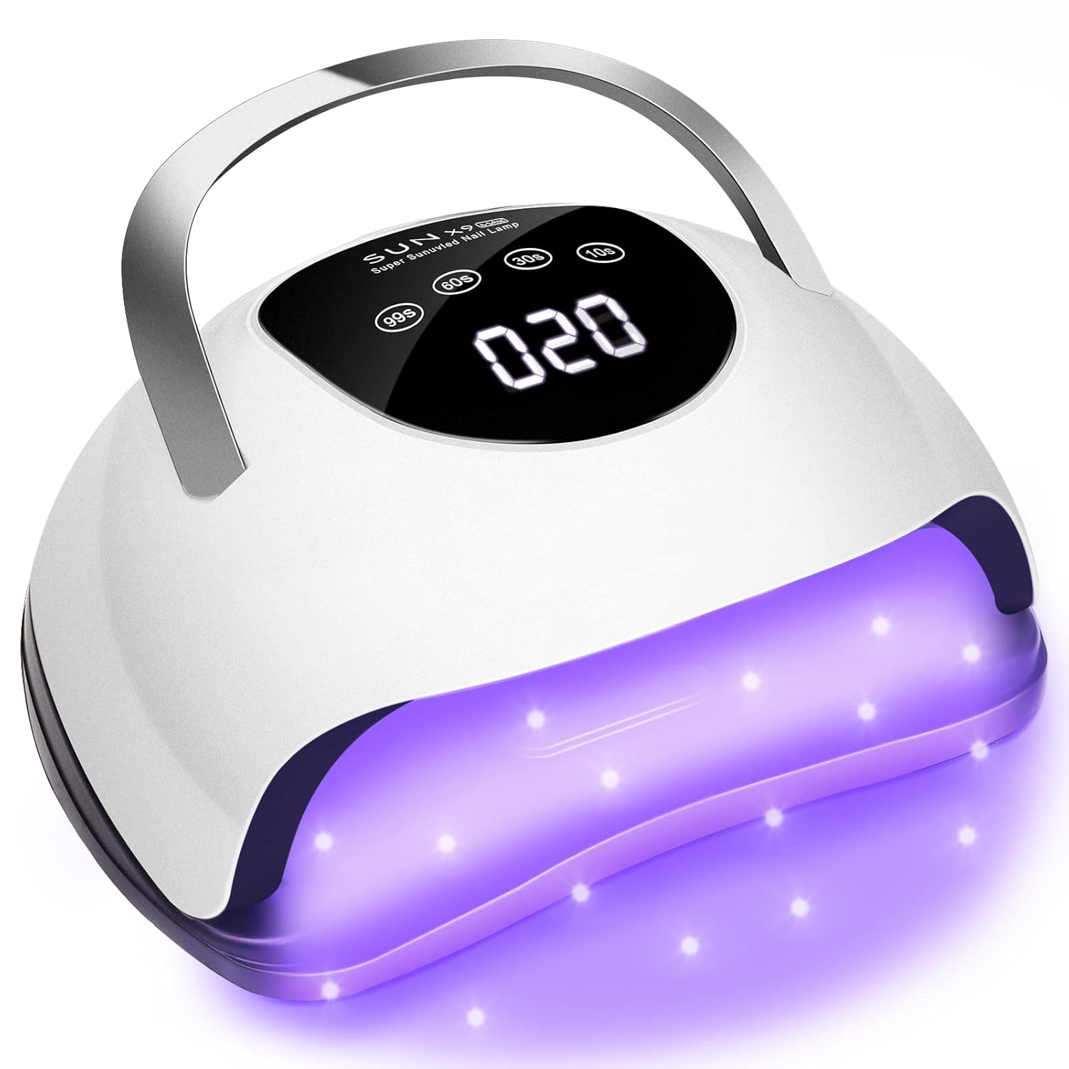 220W LED Nail Lamp – Fast-Curing Gel Nail Dryer with 57 Lamp Beads, 4 Timer Settings, Professional UV Light for Home & Salon Nail Art, White