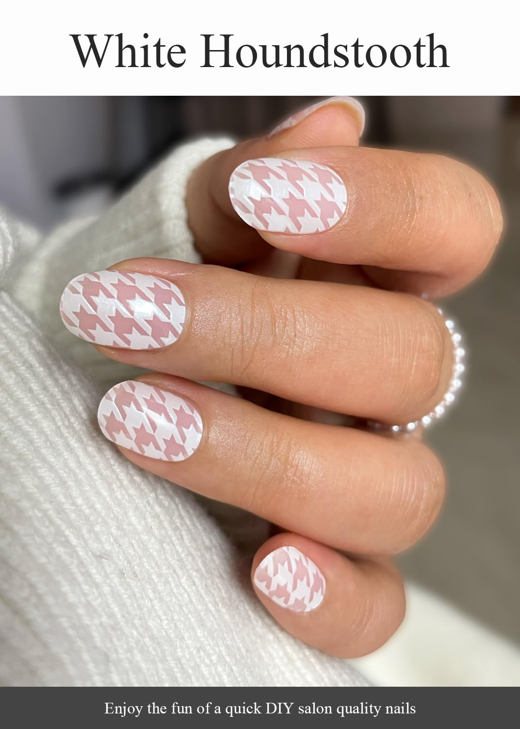WHITE HOUNDSTOOTH NAILS
