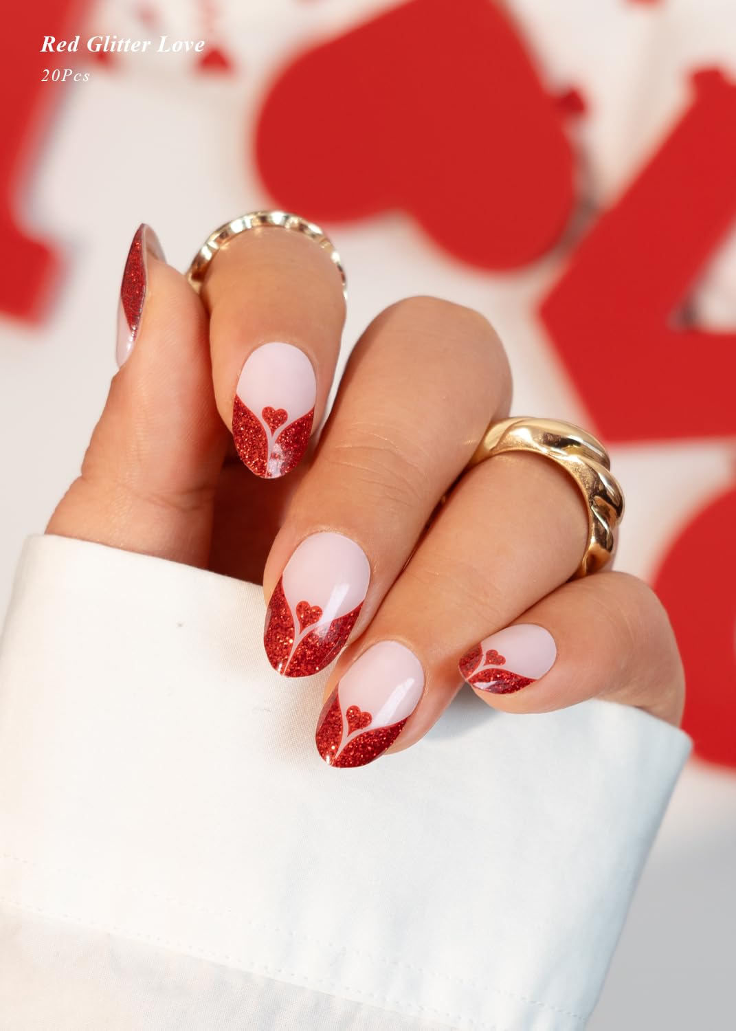 Red Glitter French Tip Nails