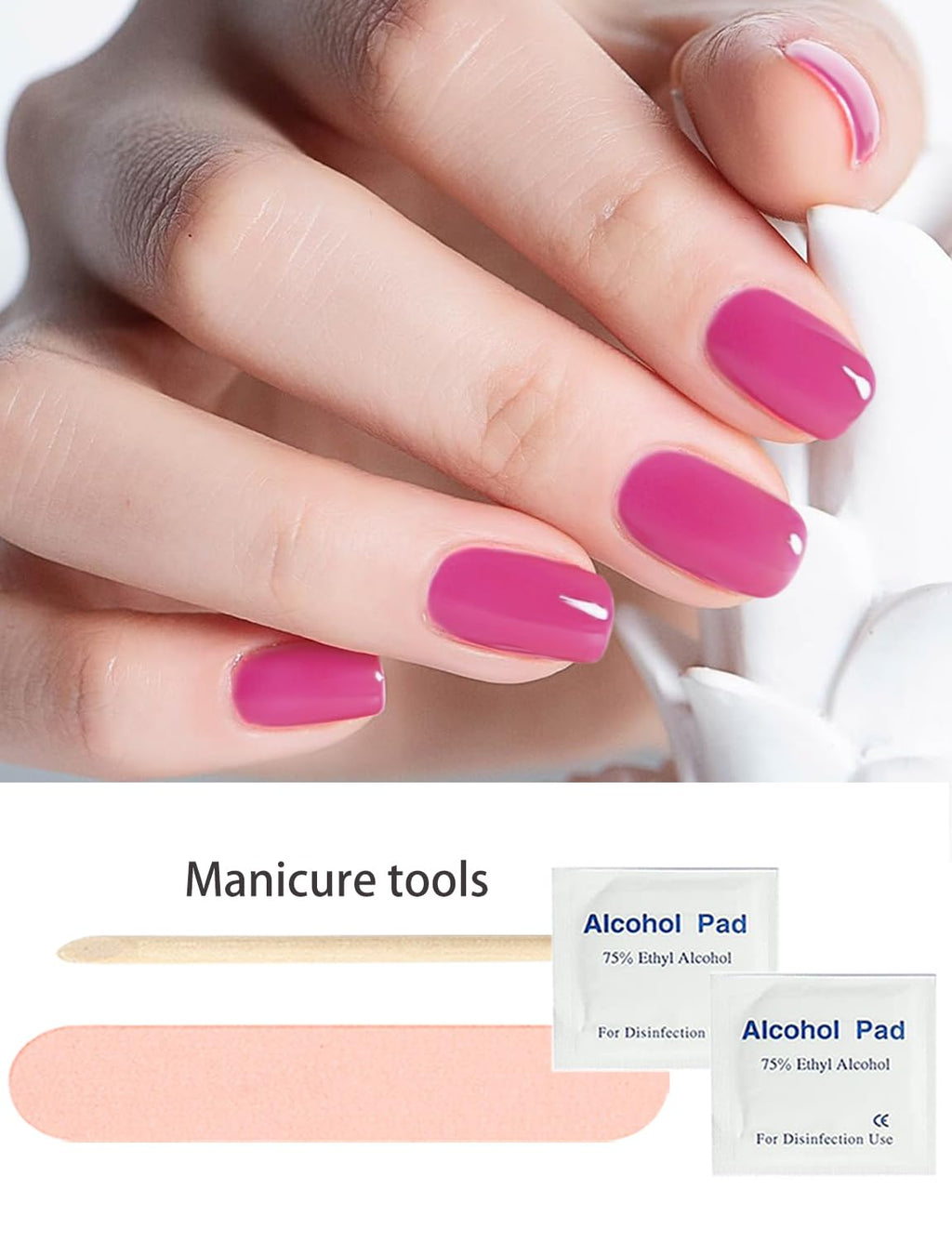 Semi Cured Gel Nail Strips - French Pink Flower Hydrangea Nail Wraps, 20pcs, UV Ready for DIY Nails