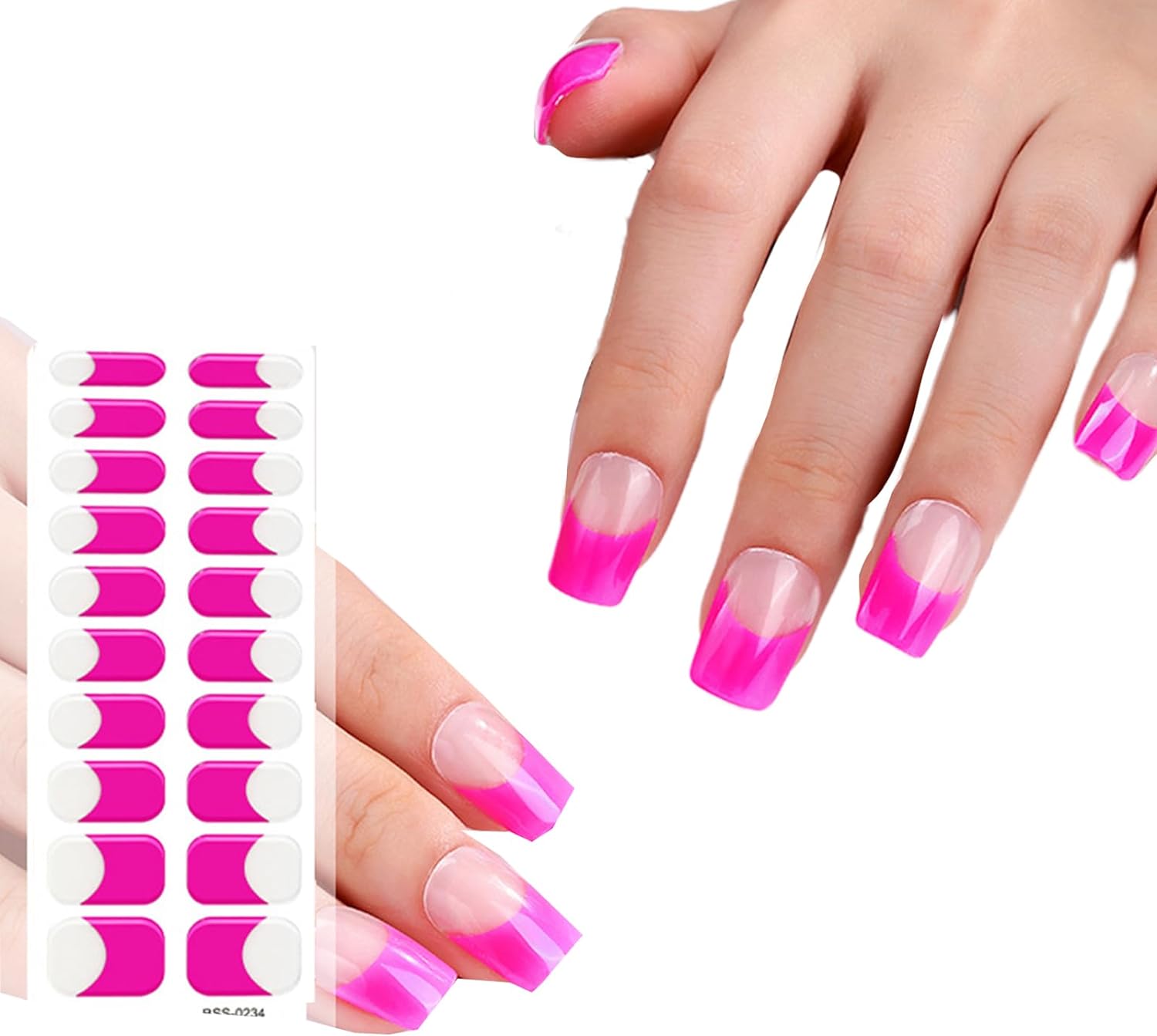 French Gel Nail Stickers Realistic Nail Art with UV Lamp Semi Cured Adhesive for Women