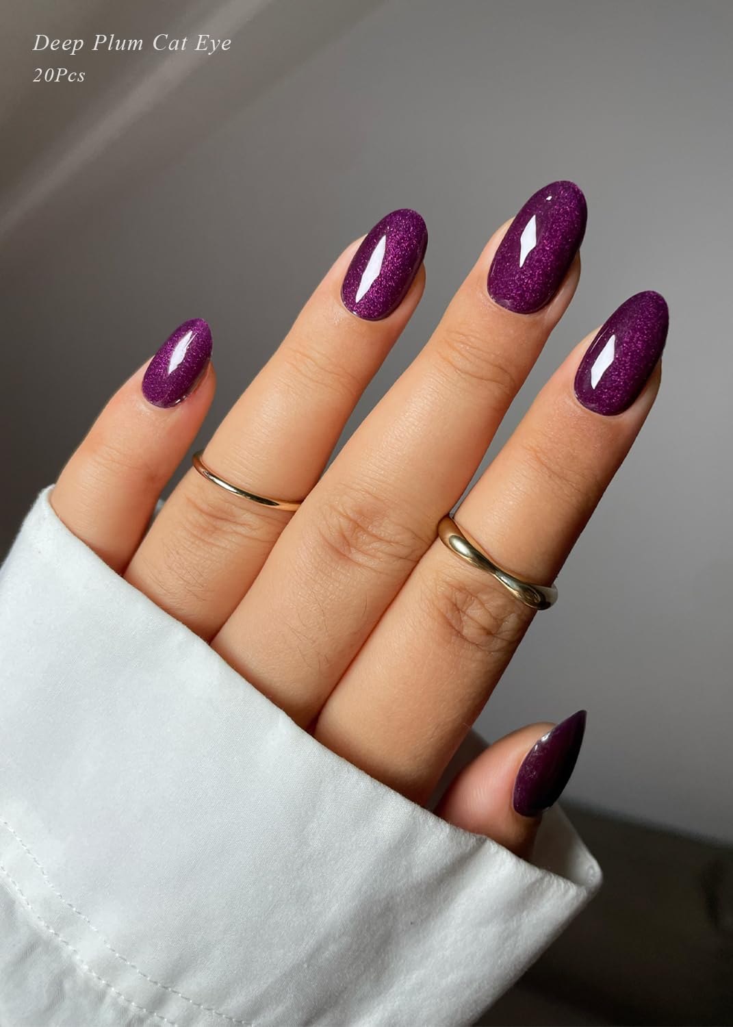 Deep plum cat eye nails