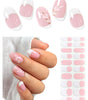 Semi Cured Gel Nail Strips (Gold End), Gold Foil Line Design, Nude, 20 Pcs Gel Nail Wraps, Stickers, UV Light Required, Salon Quality, Long Lasting