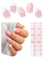 Semi Cured Gel Nail Strips (Gold End), Gold Foil Line Design, Nude, 20 Pcs Gel Nail Wraps, Stickers, UV Light Required, Salon Quality, Long Lasting