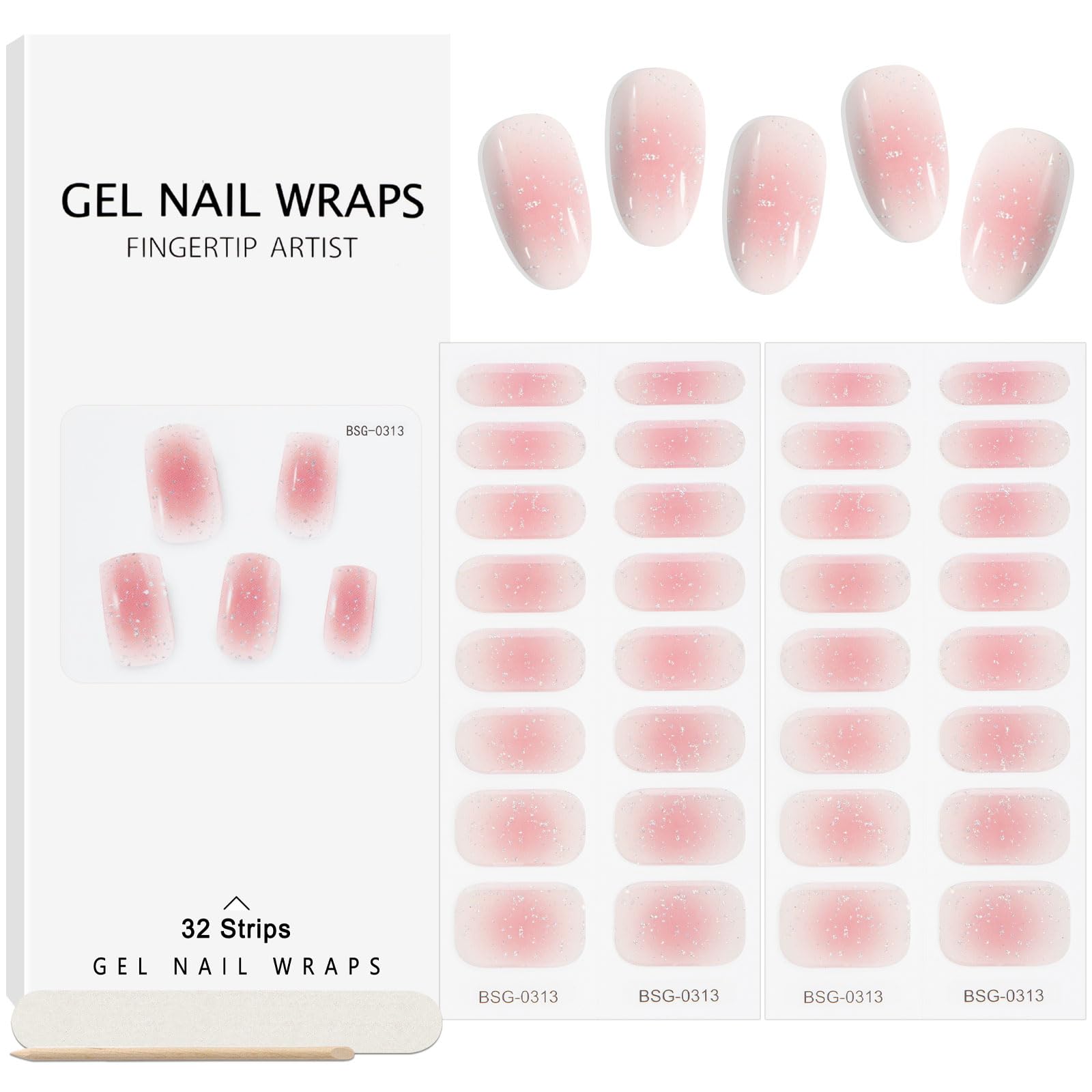 EBANKU 32PCS Cured Gel Nail Strips Real Nail Polish Strips Wraps Long-Lasting Waterproof Gel Nail Polish Wraps Full Wrap Gel Nail Art Stickers UV/LED Lamp Required (Gradient Wine)